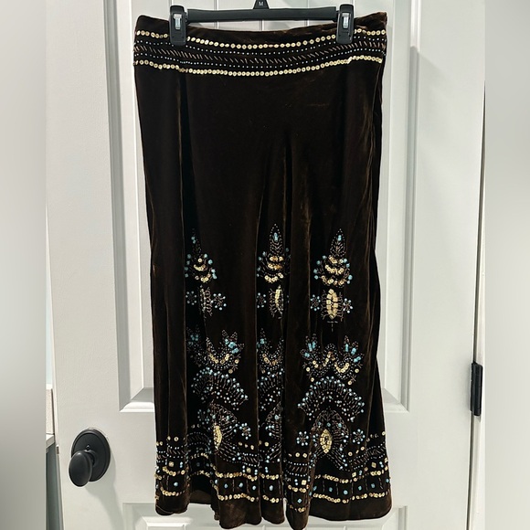 Carole Little Velvet Beaded Skirt Size 10 Boho Festival Gypsycore - Picture 1 of 5